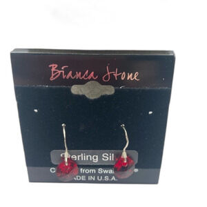 Sterling Silver Bianca Stone Red Swarovski Crystal Earrings
